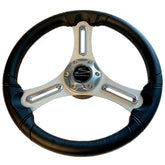 Schmitt Marine PU033104-12R Torcello 14" Wheel - 03 Series - Polyurethane Wheel w/Chrome Trim & Cap - Brushed Spokes - 3/4" Tapered Shaft - Retail Packaging